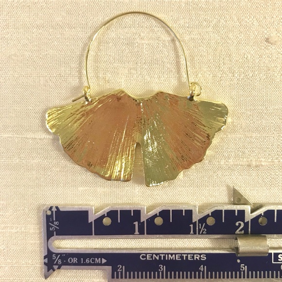 Anthro Golden Ginko Leaf Earrings - Picture 5 of 6